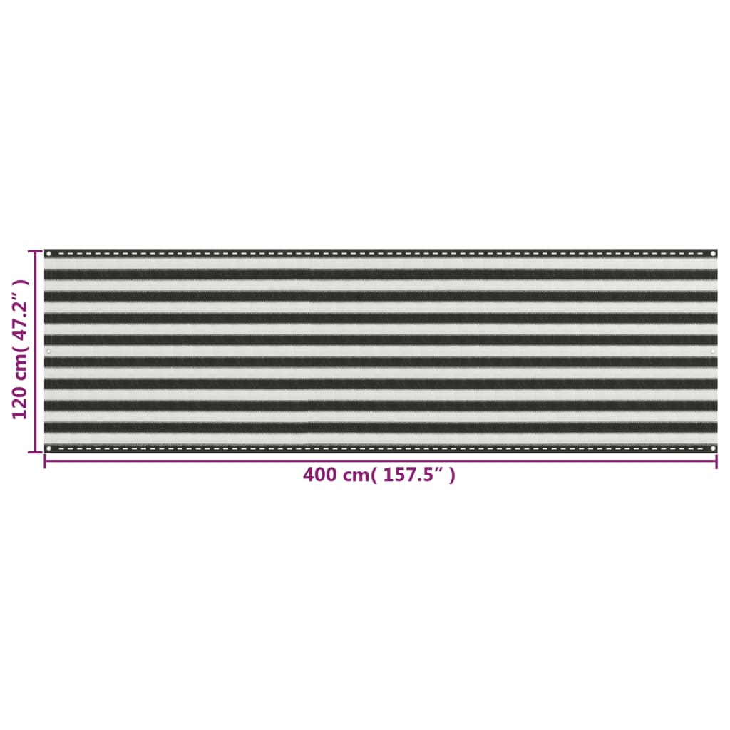 Tela varanda PEAD 120x400 cm antracite e branco