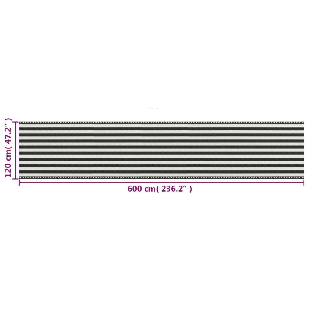 Tela varanda PEAD 120x600 cm antracite e branco