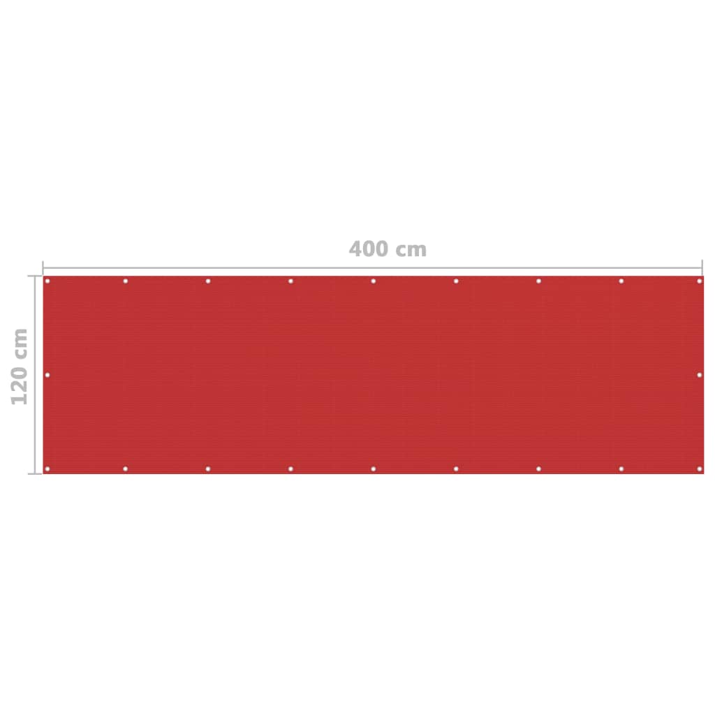 Tela de varanda 120x400 cm PEAD vermelho