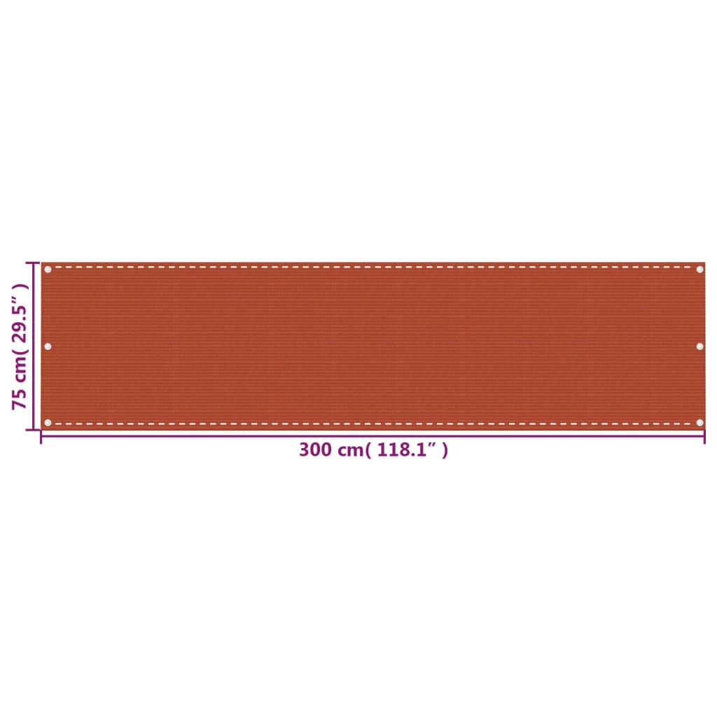 Tela de varanda 75x300 cm PEAD laranja