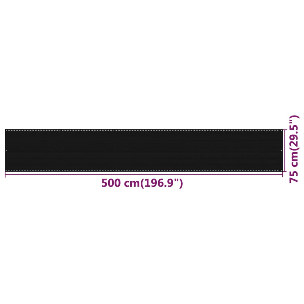 Tela de varanda 75x500 cm PEAD preto