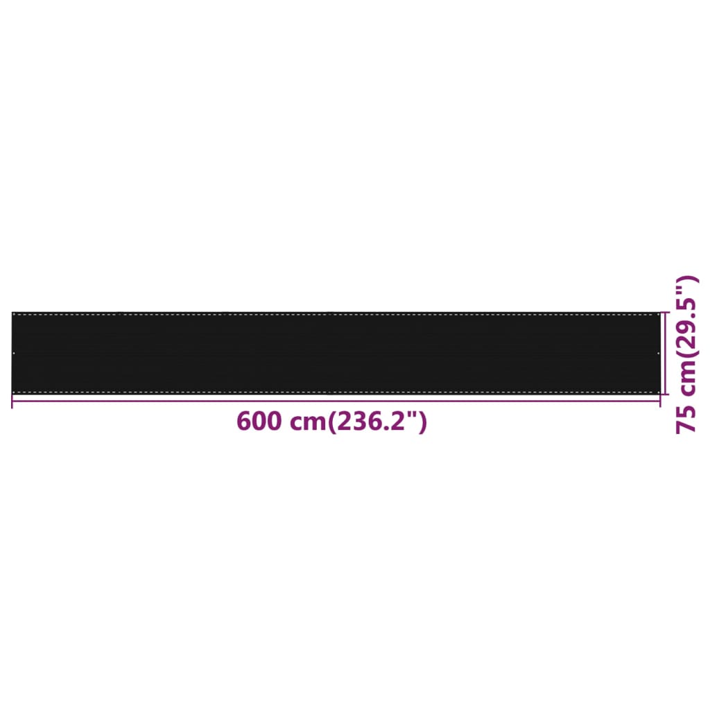 Tela de varanda 75x600 cm PEAD preto
