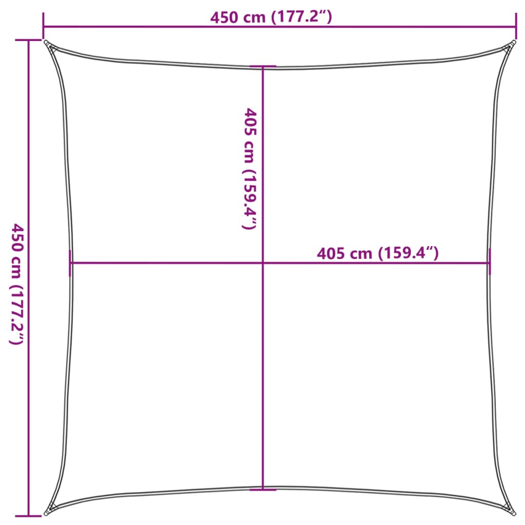 Para-sol estilo vela 160 g/m² 4,5x4,5 m PEAD bege