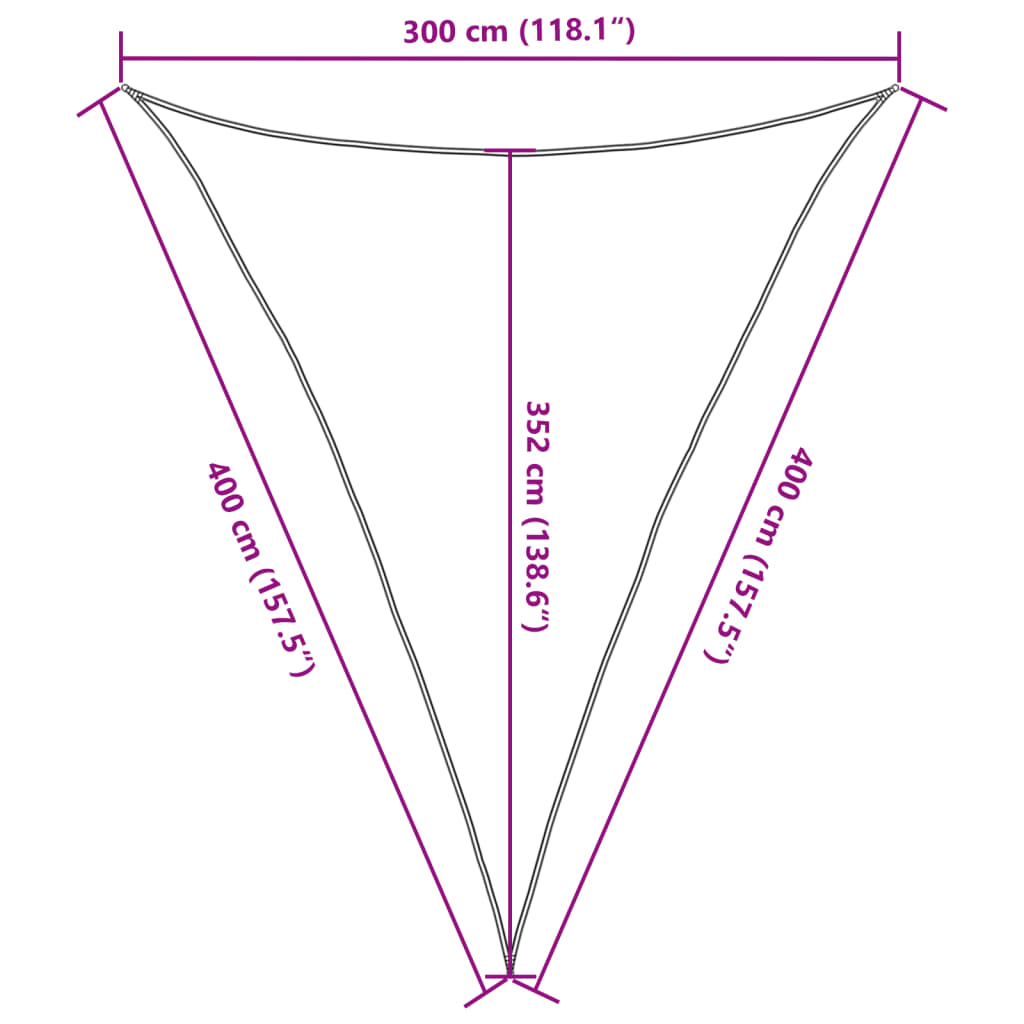 Para-sol estilo vela 160 g/m² 3x4x4m PEAD bege