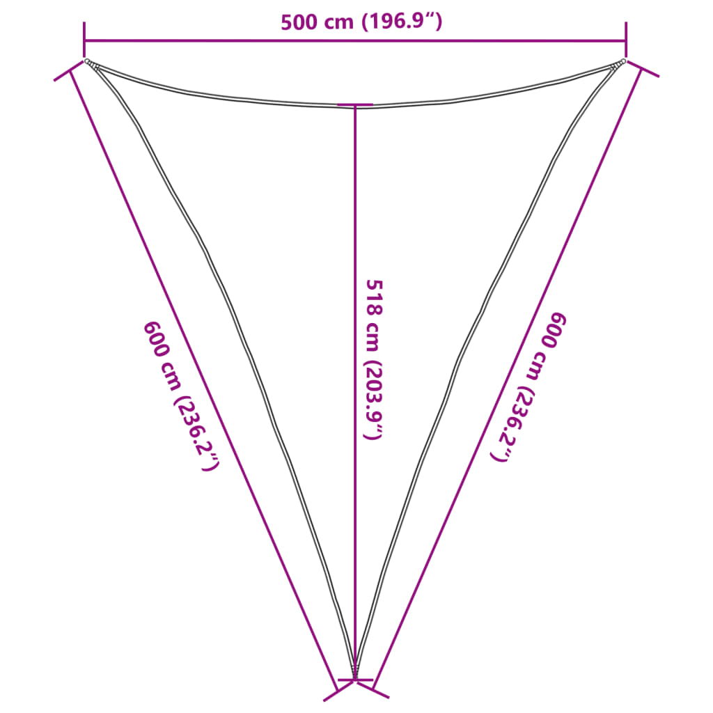 Para-sol estilo vela 160 g/m² 5x6x6 m PEAD bege