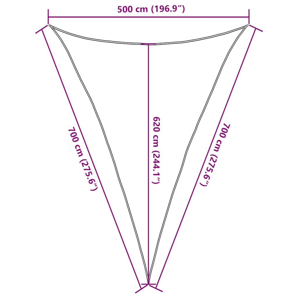 Para-sol estilo vela 160 g/m² 5x7x7 m PEAD bege