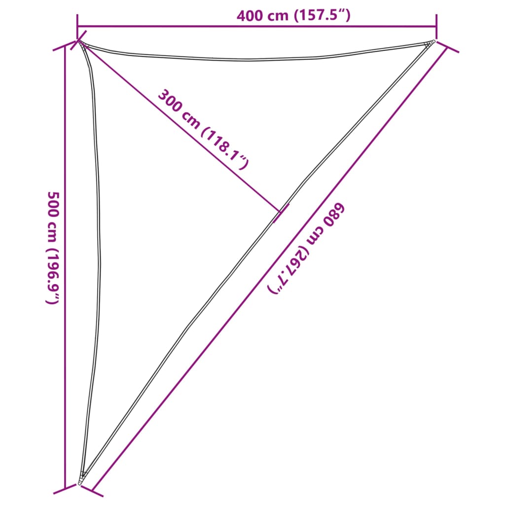 Para-sol estilo vela 160 g/m² 4x5x6,8 m PEAD bege