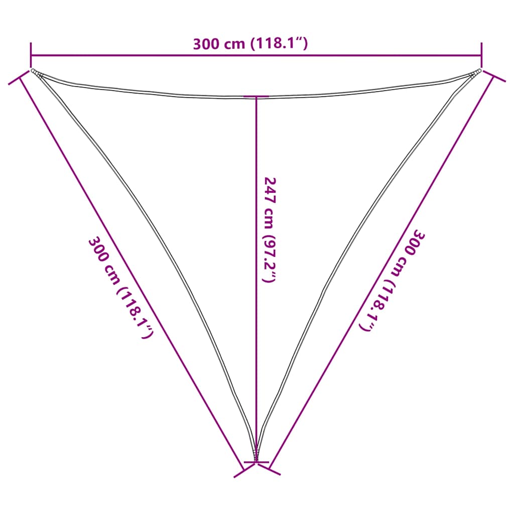 Para-sol estilo vela 160 g/m² 3x3x3 m PEAD cor creme
