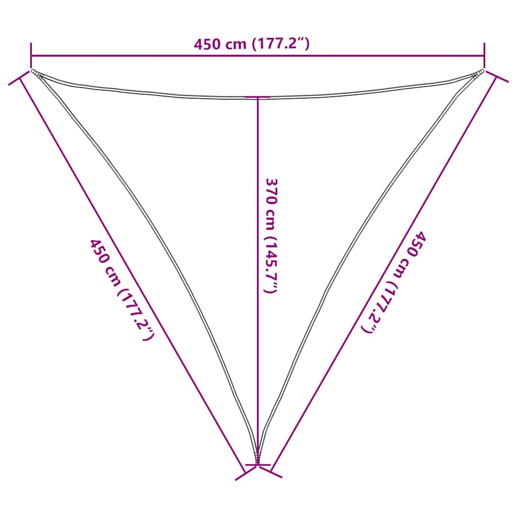 Para-sol estilo vela triangular 160 g/m² 4,5x4,5x4,5m PEAD azul