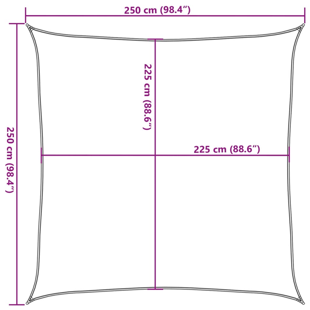 Para-sol estilo vela 160 g/m² 2,5x2,5 m PEAD amarelo