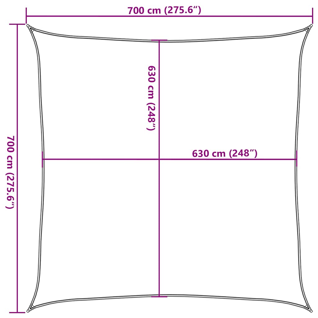 Para-sol estilo vela quadrado 160 g/m² 7x7 m PEAD amarelo