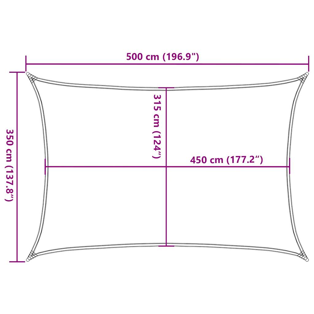 Para-sol estilo vela retangular 160 g/m² 3,5x5 m PEAD amarelo