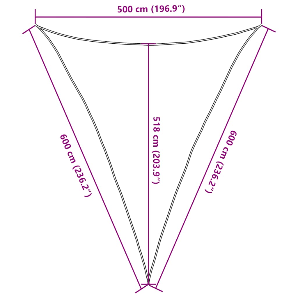 Para-sol estilo vela triangular 160 g/m² 5x6x6 m PEAD amarelo