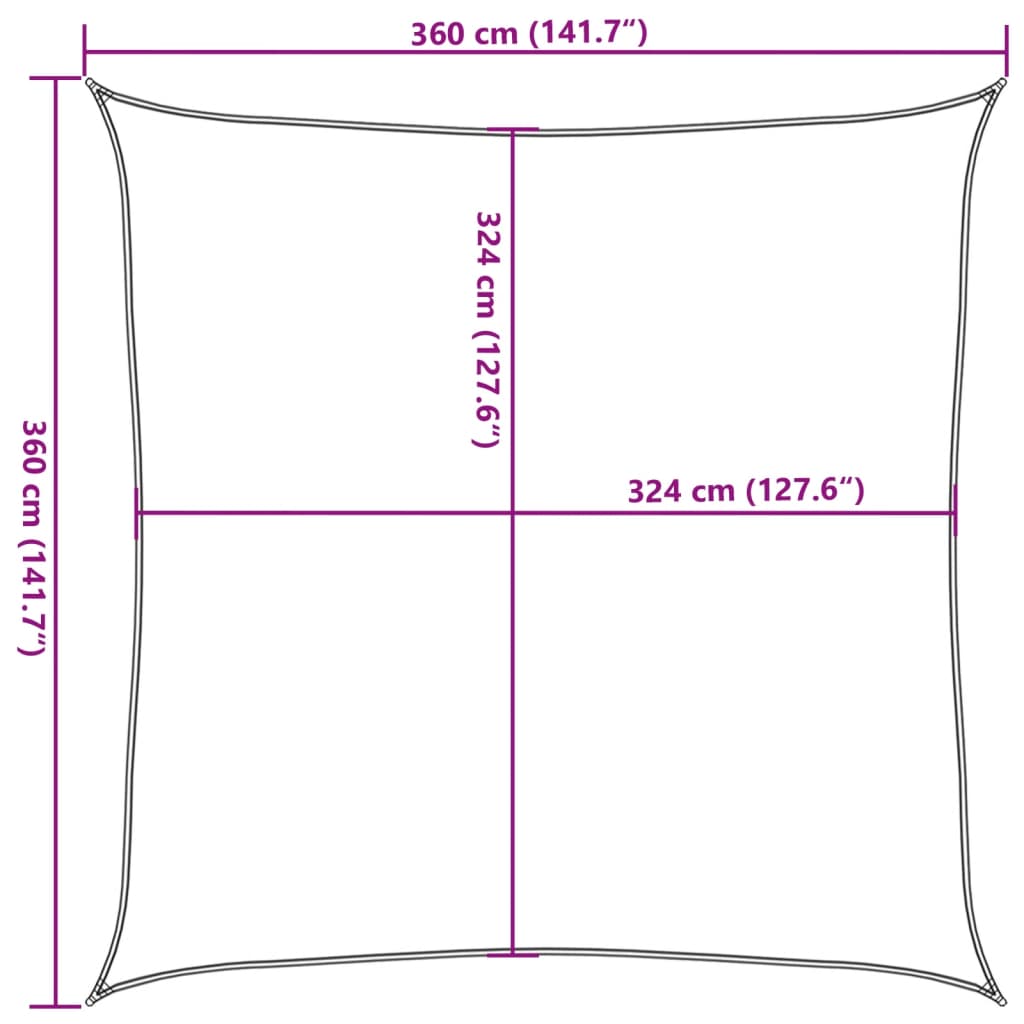 Para-sol estilo vela 160 g/m² 3,6x3,6 m PEAD preto