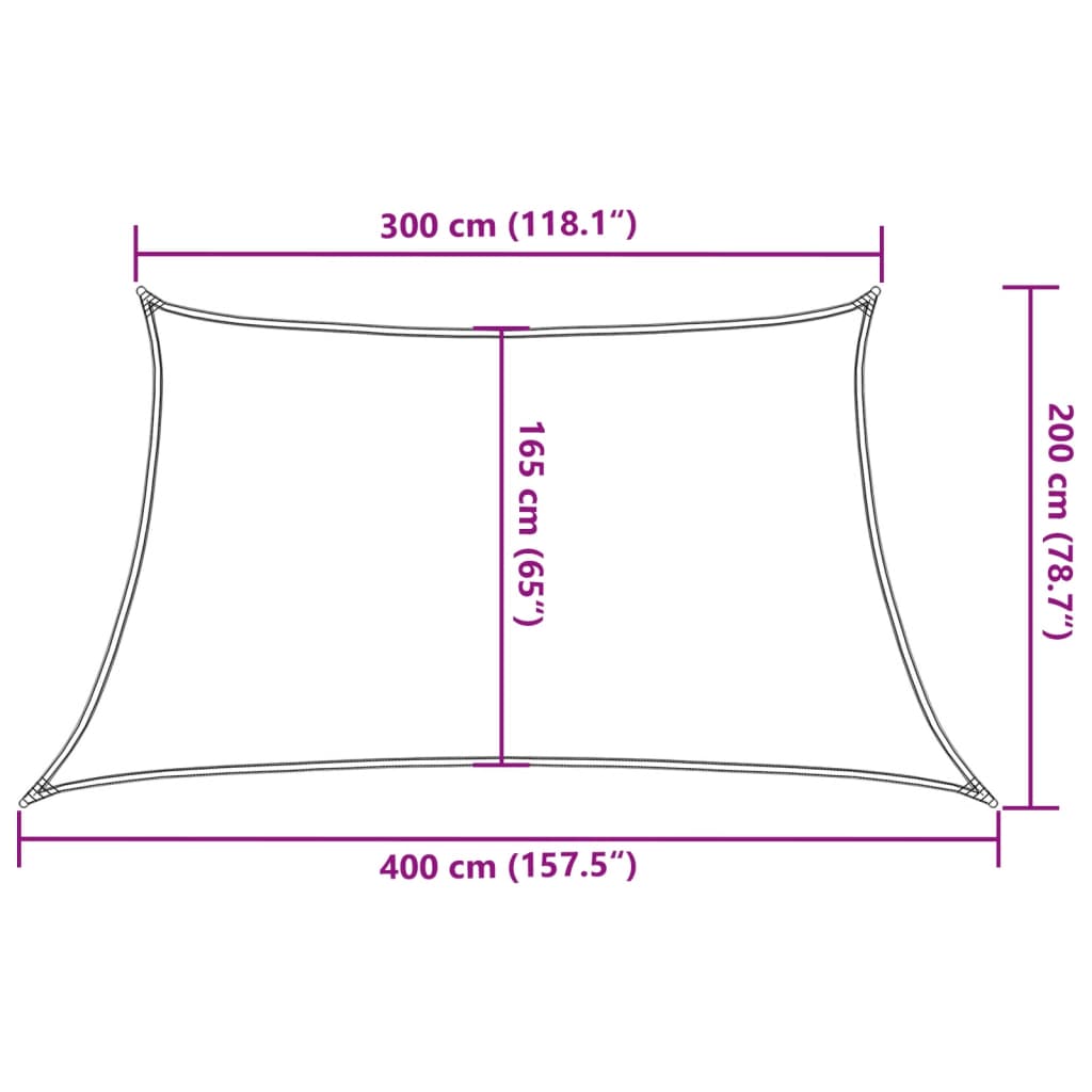 Para-sol estilo vela 160 g/m² 3/4x2 m PEAD preto
