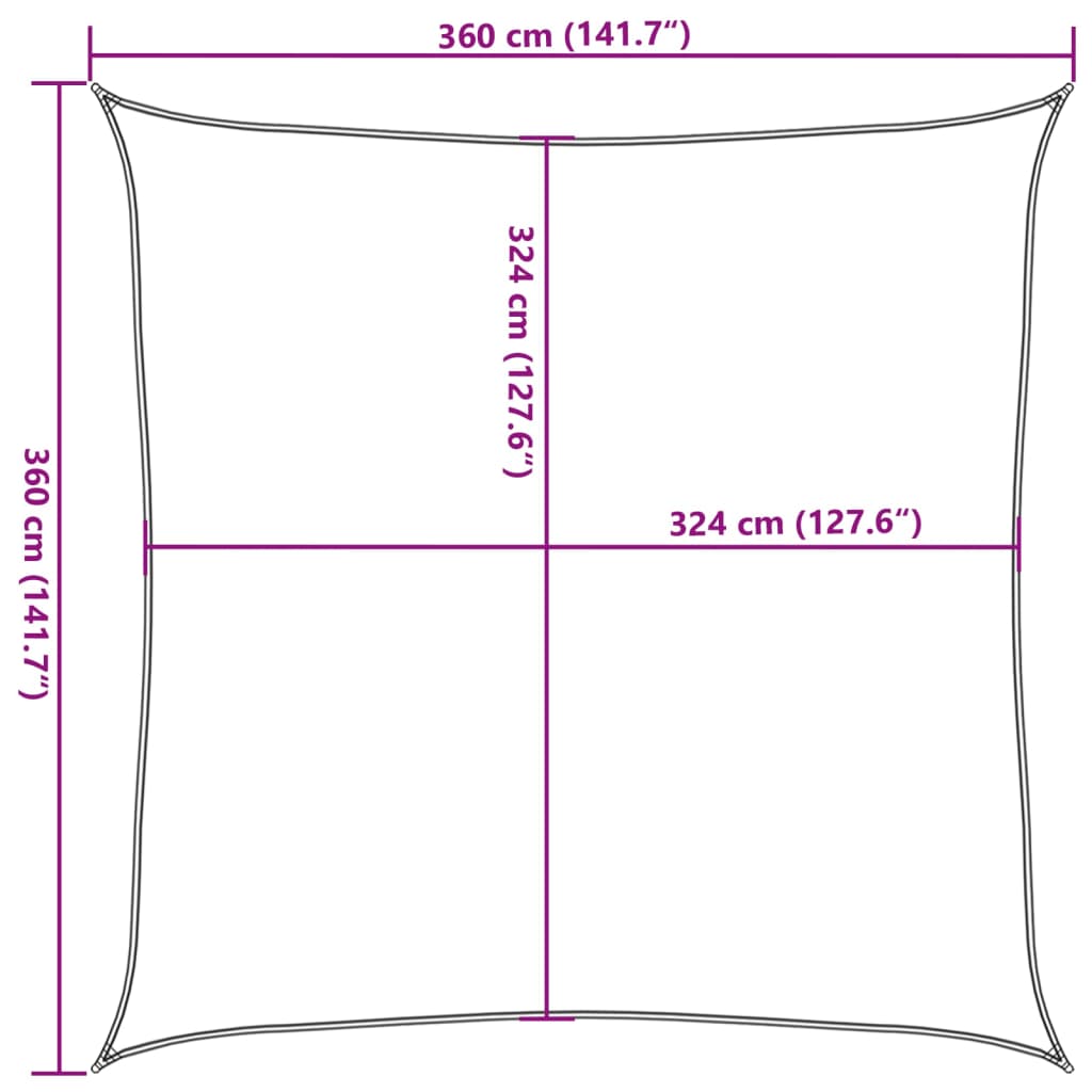 Para-sol estilo vela 160 g/m² 3,6x3,6 m PEAD castanho