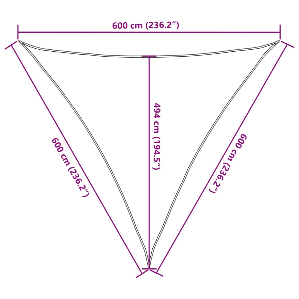 Para-sol estilo vela 160 g/m² 6x6x6 m PEAD castanho