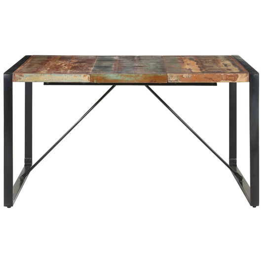 Mesa de jantar 140x140x75 cm madeira recuperada maciça
