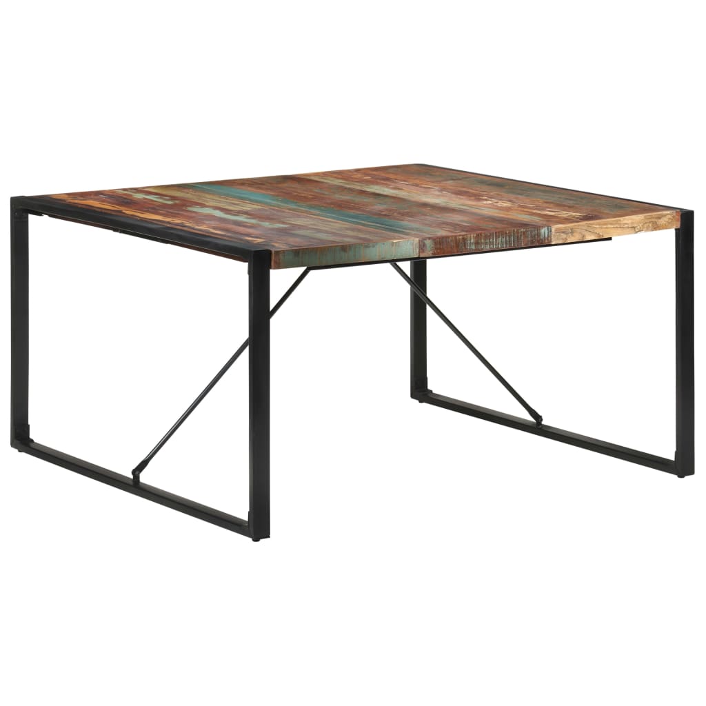Mesa de jantar 140x140x75 cm madeira recuperada maciça