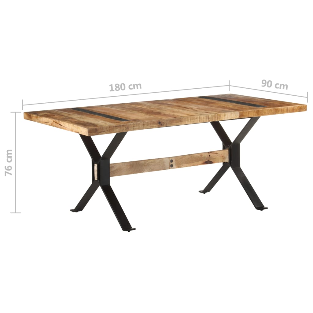 Mesa de jantar 180x90x76 cm madeira de mangueira áspera