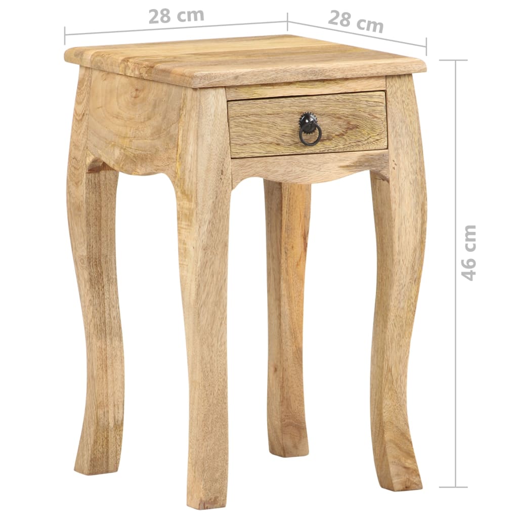 Mesa de cabeceira 28x28x46 cm madeira de mangueira maciça