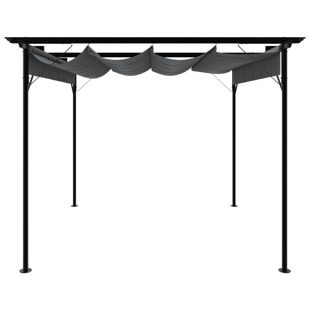 Pérgola com toldo retrátil 3x3 m 180 g/m² aço antracite