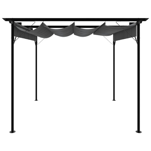 Pérgola com toldo retrátil 3x3 m 180 g/m² aço antracite