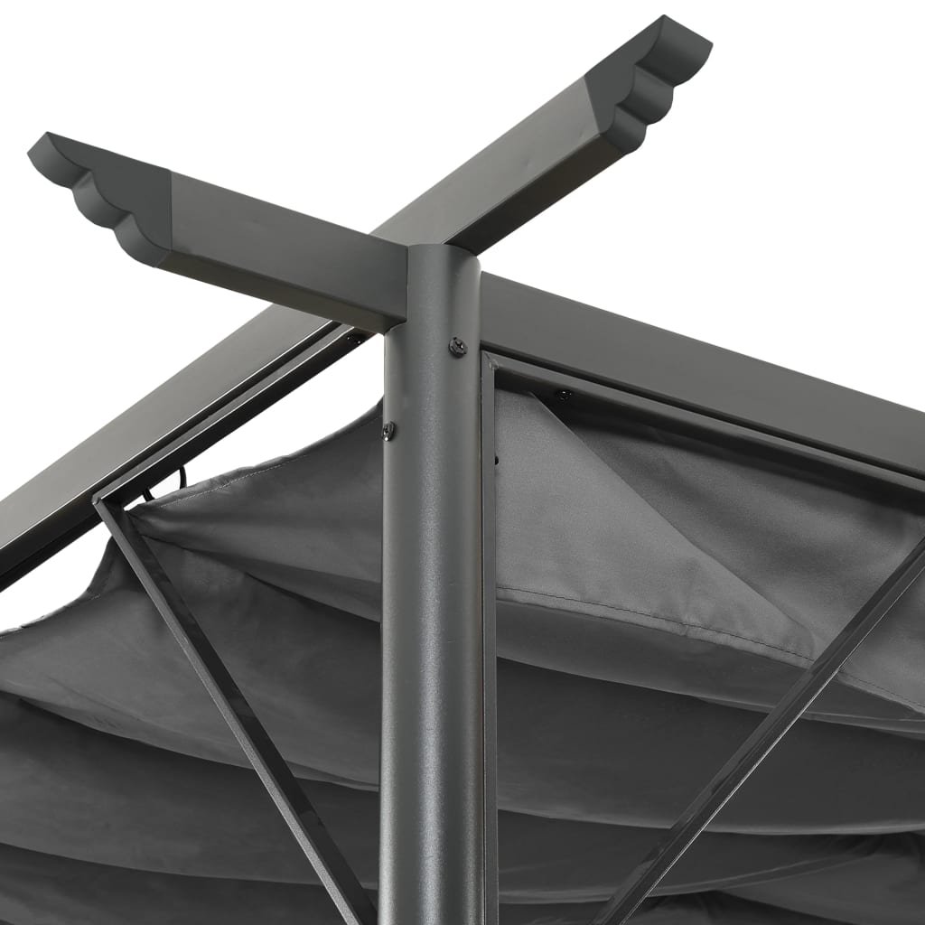 Pérgola com toldo retrátil 3x3 m 180 g/m² aço antracite