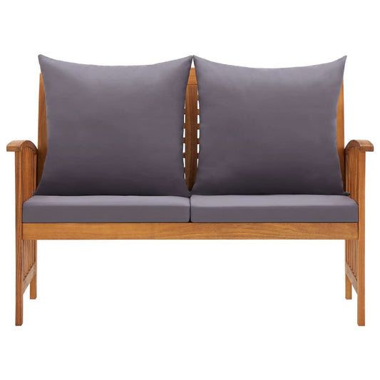 Banco de jardim c/ almofadões 119 cm madeira de acácia maciça