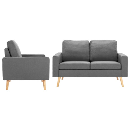 2 pcs conjunto de sofás tecido cinzento-claro