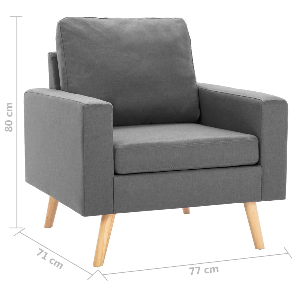 2 pcs conjunto de sofás tecido cinzento-claro