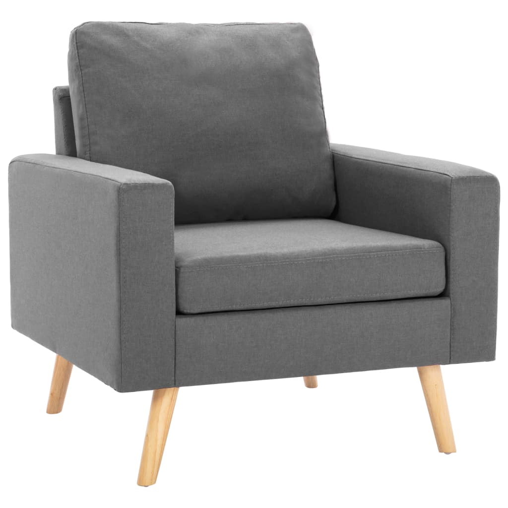 2 pcs conjunto de sofás tecido cinzento-claro