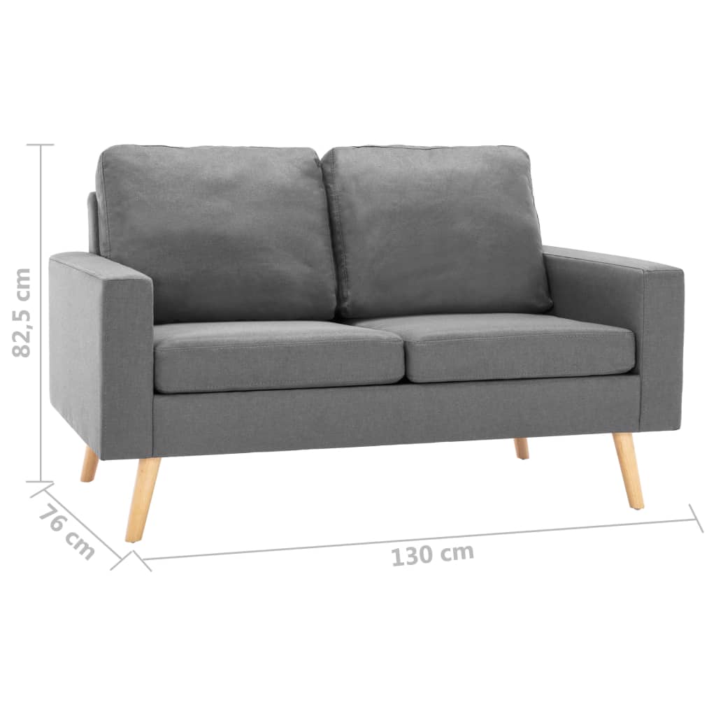 2 pcs conjunto de sofás tecido cinzento-claro
