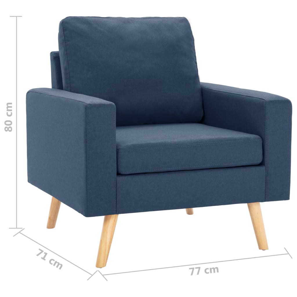2 pcs conjunto de sofás tecido azul