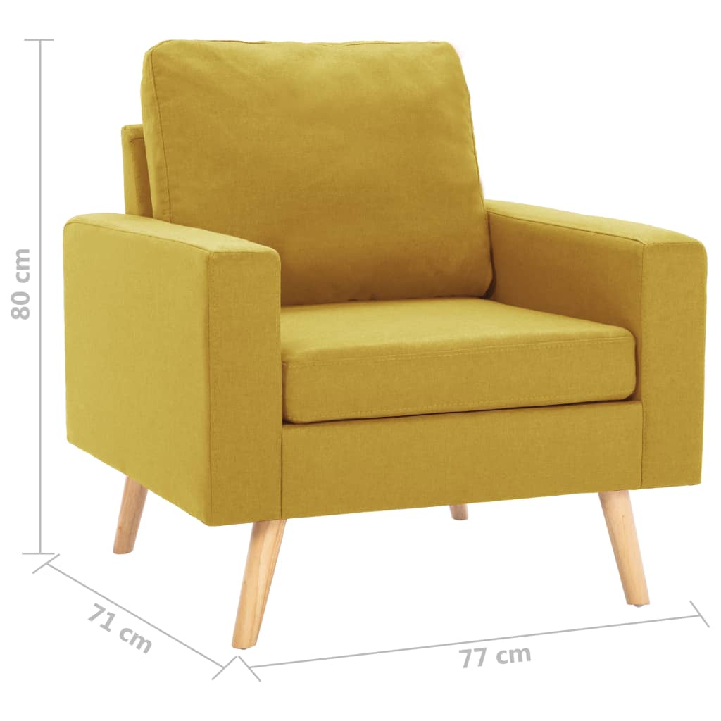 2 pcs conjunto de sofás tecido amarelo