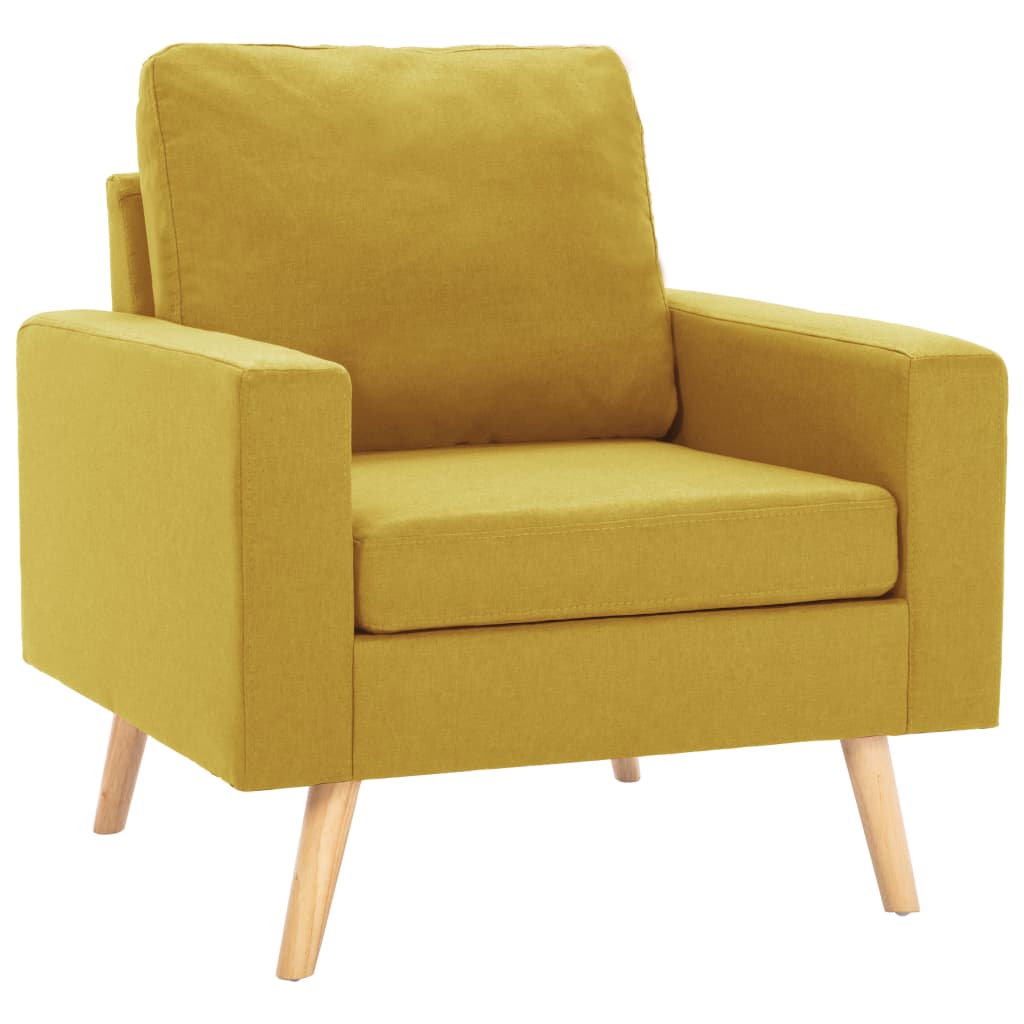 2 pcs conjunto de sofás tecido amarelo