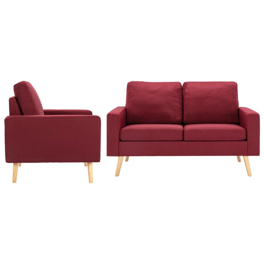 2 pcs conjunto de sofás tecido vermelho tinto