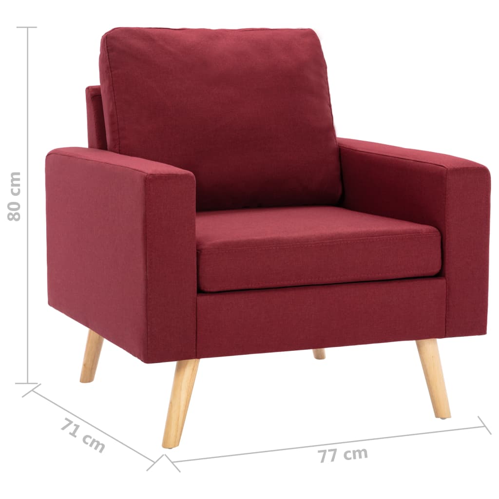 2 pcs conjunto de sofás tecido vermelho tinto