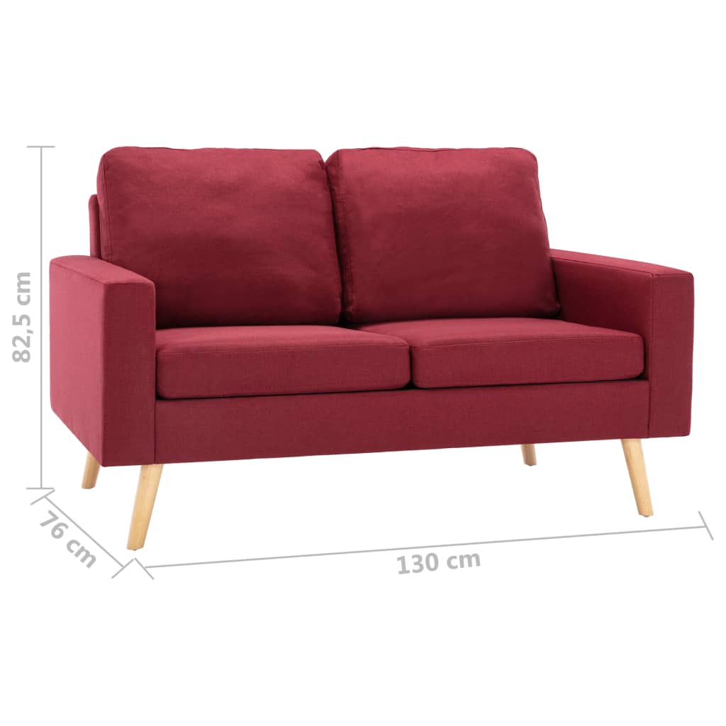 2 pcs conjunto de sofás tecido vermelho tinto