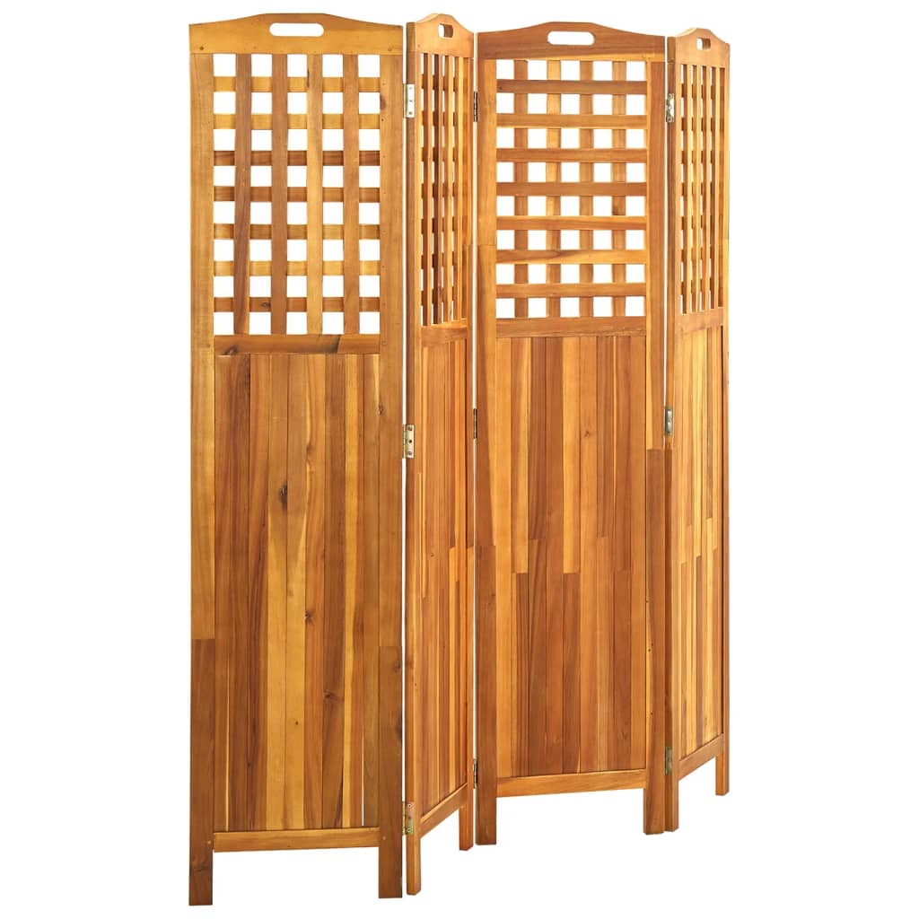 Biombo com 4 painéis 161x2x170 cm madeira de acácia maciça