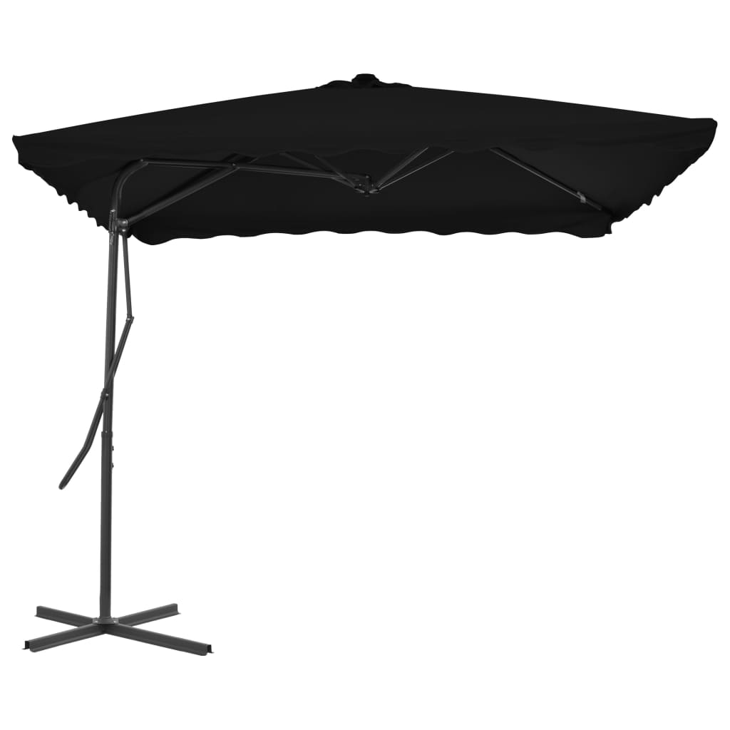 Guarda-sol de jardim com poste de aço 250x250x230 cm preto