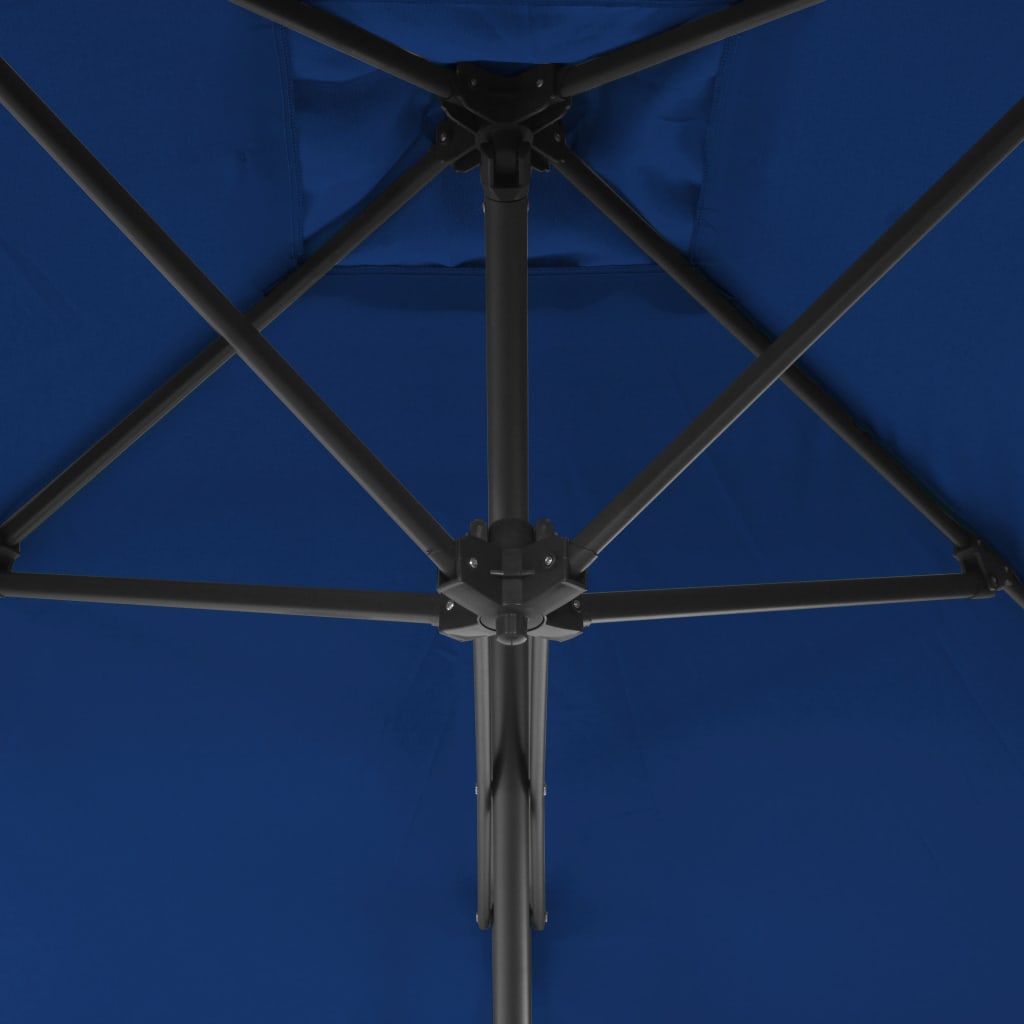 Guarda-sol de jardim com poste de aço 250x250x230 cm azul