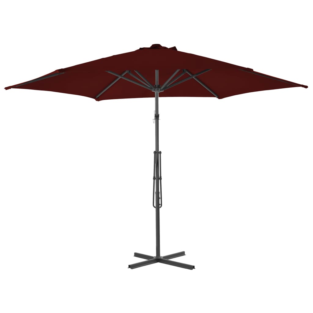 Guarda-sol de jardim com poste de aço 300x230 cm bordô