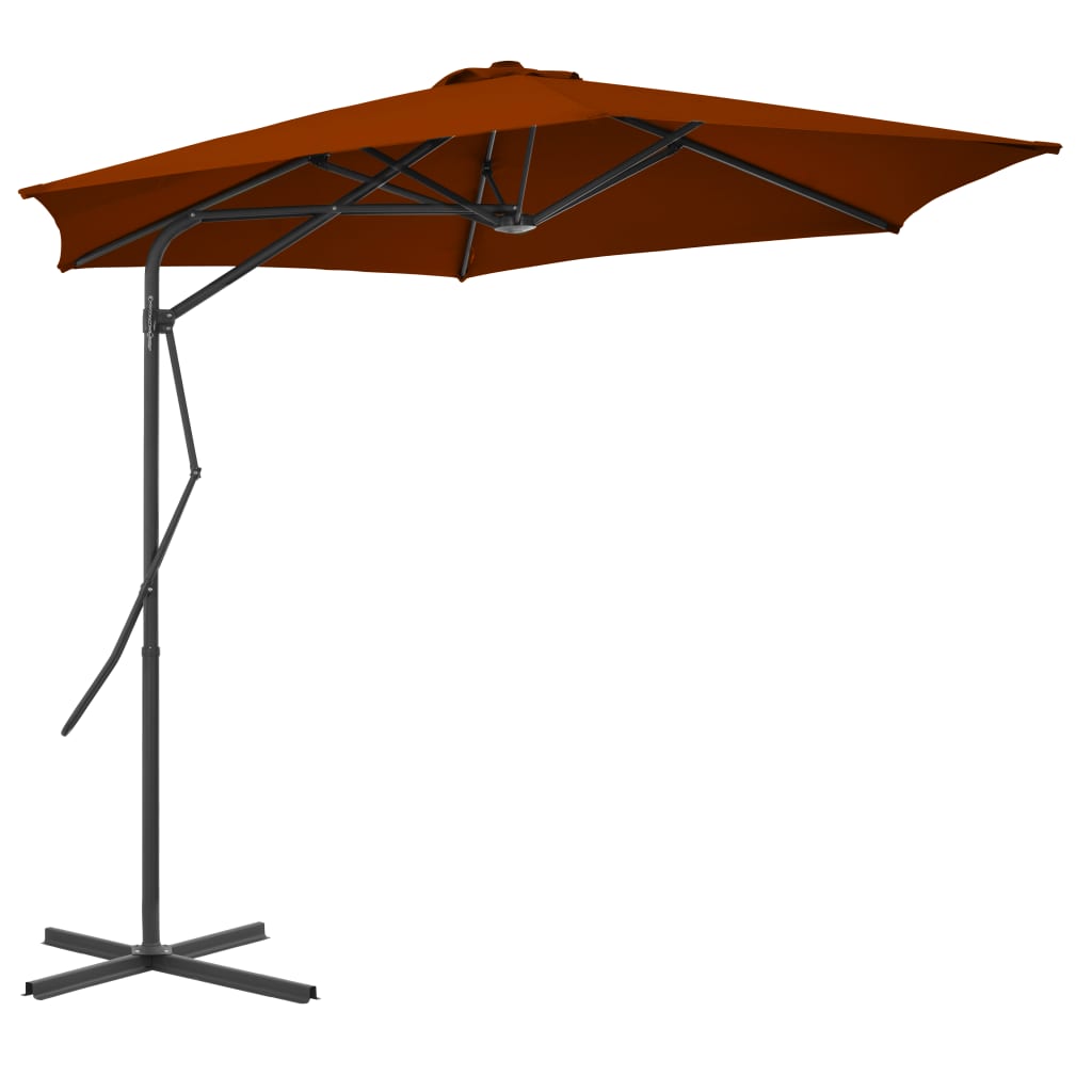 Guarda-sol de jardim com poste de aço 300x230 cm terracota