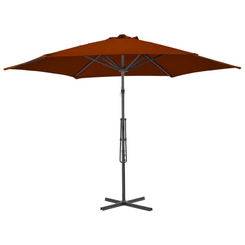 Guarda-sol de jardim com poste de aço 300x230 cm terracota
