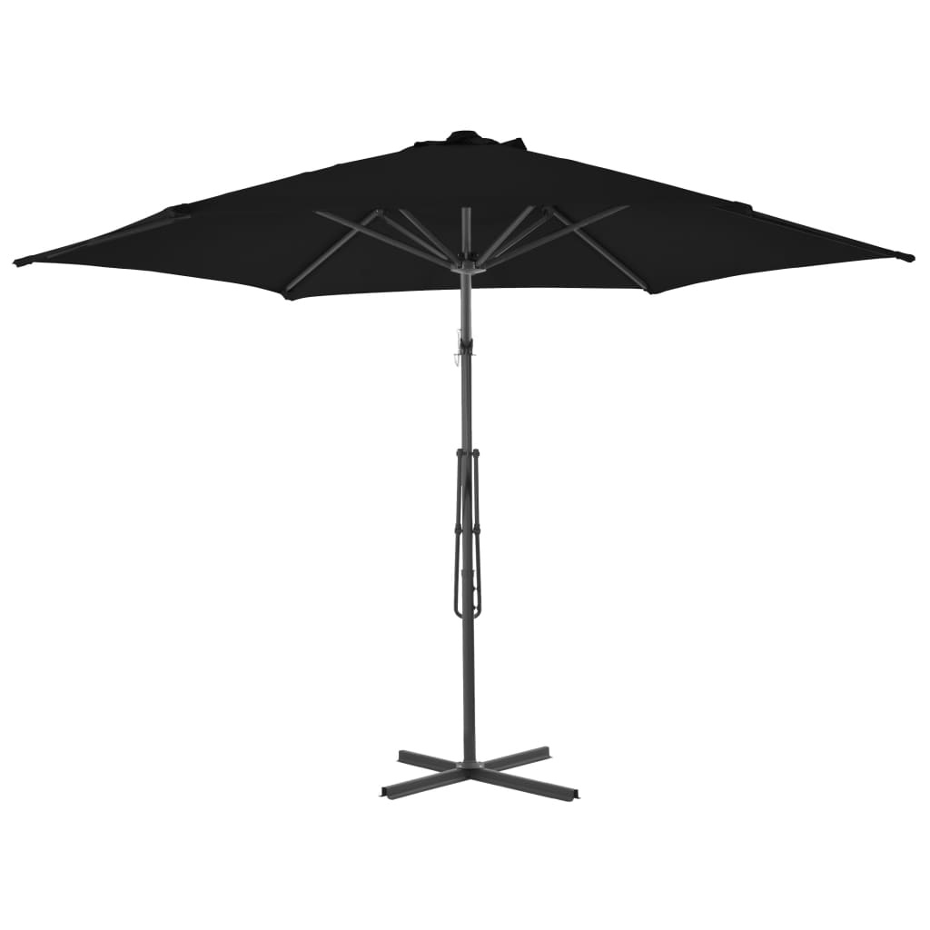 Guarda-sol de jardim com poste de aço 300x230 cm preto