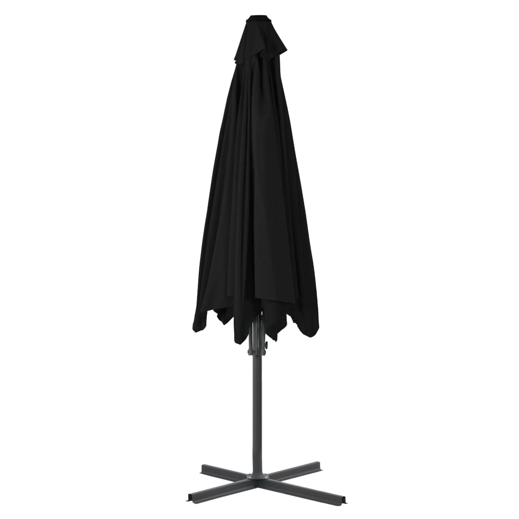 Guarda-sol de jardim com poste de aço 300x230 cm preto