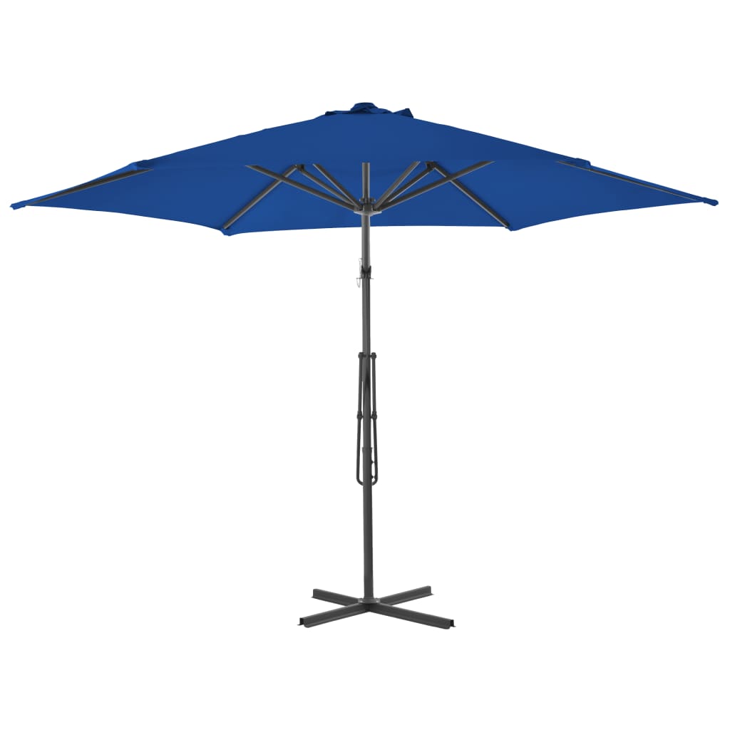 Guarda-sol de jardim com poste de aço 300x230 cm azul