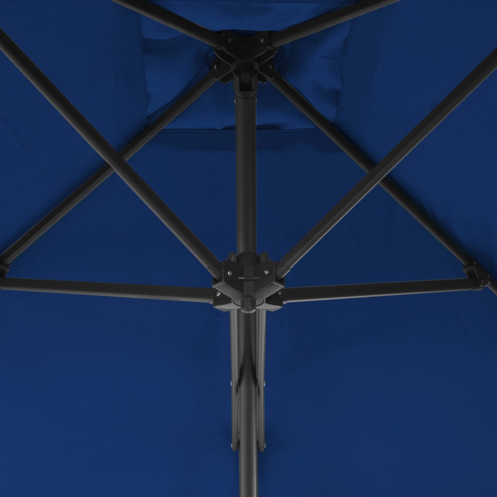 Guarda-sol de jardim com poste de aço 300x230 cm azul