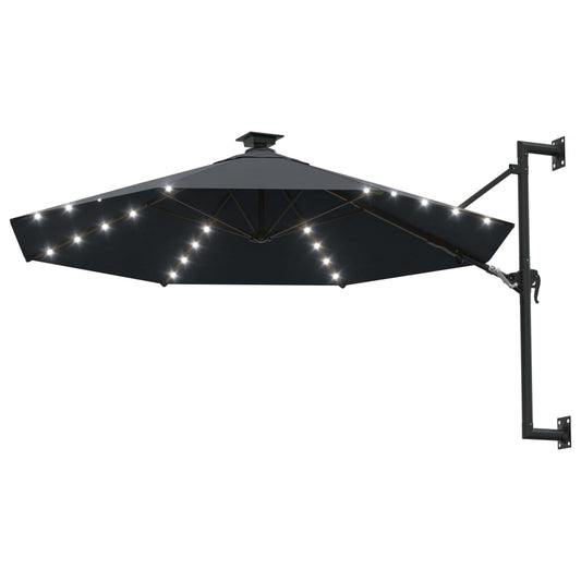 Guarda-sol para jardim de parede c/ luzes LED 300 cm antracite